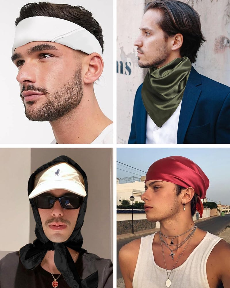 Molans 35 Inch Solid Color Wild Rag, Pure Cowboy Bandanas Oversize Western Neckerchief Bolo Head Scarf for Men Women - Image 4